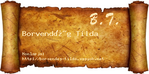 Borvendég Tilda névjegykártya